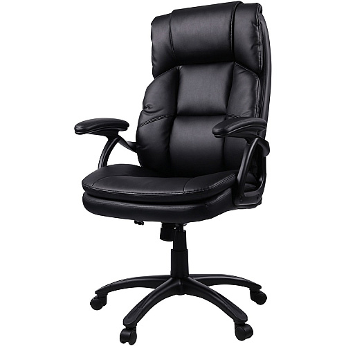 Lorell High-back Cushioned Office Chair Bonded Leather Seat Material - Bonded Leather Back Material - High Back - 5-star Base - Black - 1 Each (LLR59535)