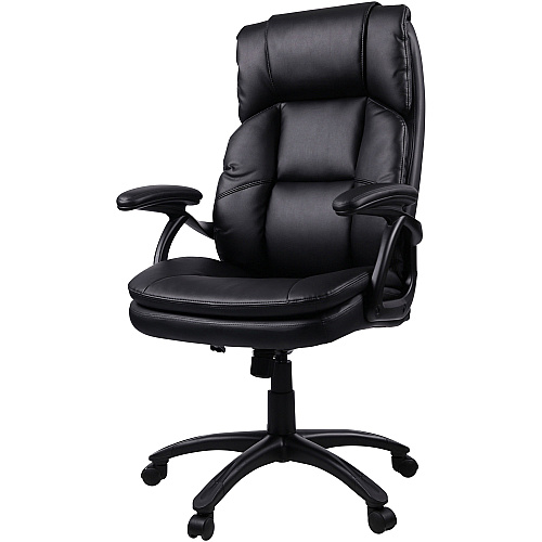 Lorell High-back Cushioned Office Chair Bonded Leather Seat Material - Bonded Leather Back Material - High Back - 5-star Base - Black - 1 Each (LLR59535)