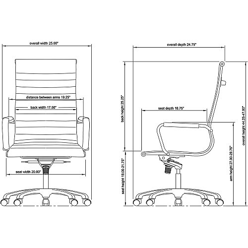 Lorell Modern Executive High-Back Office Chair Leather Seat - Leather Back - High Back - 5-star Base - Black - 1 Each (LLR59537)