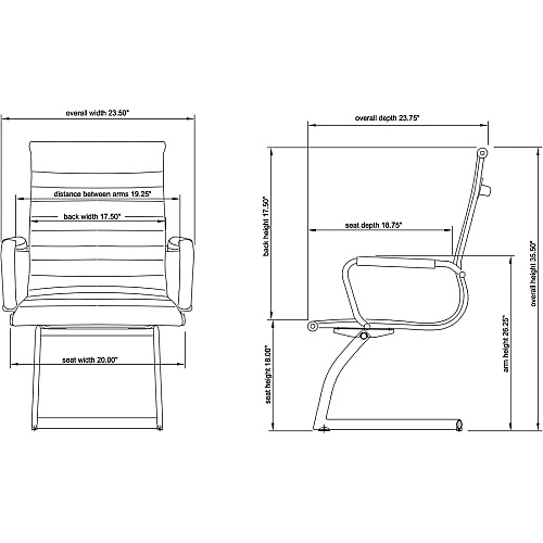 Lorell Modern Guest Chairs Leather Seat Material - Leather Back Material - Mid Back - Cantilever Sled Base - Black - 2 / Carton (LLR59539)