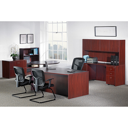 Lorell Essentials Series Front Reception Desk x 1" Thickness Top, 42.5" Height x 72" Width x 36" Depth Desk - Finish: Mahogany Laminate - Durable - For Office (LLR59582)