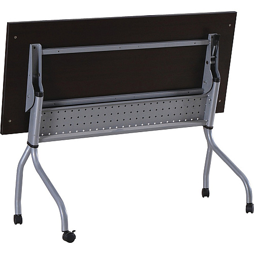Lorell Flip Top Training Table Rectangle Top - Four Leg Base - 4 Legs - 48" Table Top Width x 23.50" Table Top Depth - 29.50" Height x 47.25" Width x 23.63" Depth - Assembly Required - Espresso, Silver - Melamine, Nylon - 1 Each (LLR60729)