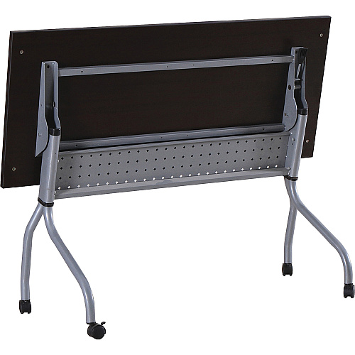 Lorell Flip Top Training Table Rectangle Top - Four Leg Base - 4 Legs - 48" Table Top Width x 23.50" Table Top Depth - 29.50" Height x 47.25" Width x 23.63" Depth - Assembly Required - Espresso, Silver - Melamine, Nylon - 1 Each (LLR60729)