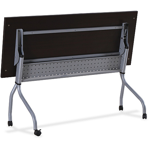 Lorell Flip Top Training Table Rectangle Top - Four Leg Base - 4 Legs - 60" Table Top Width x 23.50" Table Top Depth - 29.50" Height x 59" Width x 23.63" Depth - Assembly Required - Espresso, Silver - Melamine, Nylon - 1 Each (LLR60730)