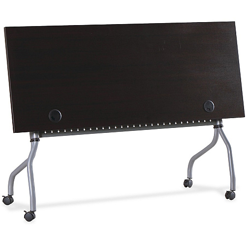 Lorell Flip Top Training Table Rectangle Top - Four Leg Base - 4 Legs - 60" Table Top Width x 23.50" Table Top Depth - 29.50" Height x 59" Width x 23.63" Depth - Assembly Required - Espresso, Silver - Melamine, Nylon - 1 Each (LLR60730)