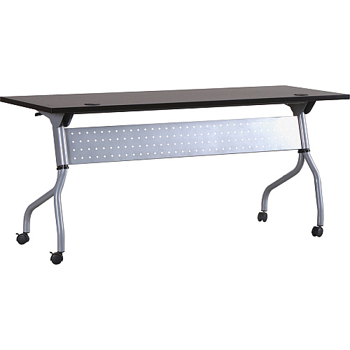 Lorell Flip Top Training Table Rectangle Top - Four Leg Base - 4 Legs - 72" Table Top Width x 23.50" Table Top Depth - 29.50" Height x 70.88" Width x 23.63" Depth - Assembly Required - Espresso, Silver - Melamine, Nylon - 1 Each (LLR60731)