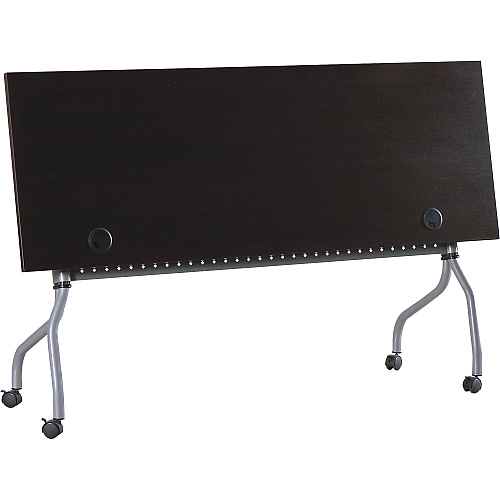 Lorell Flip Top Training Table Rectangle Top - Four Leg Base - 4 Legs - 72" Table Top Width x 23.50" Table Top Depth - 29.50" Height x 70.88" Width x 23.63" Depth - Assembly Required - Espresso, Silver - Melamine, Nylon - 1 Each (LLR60731)