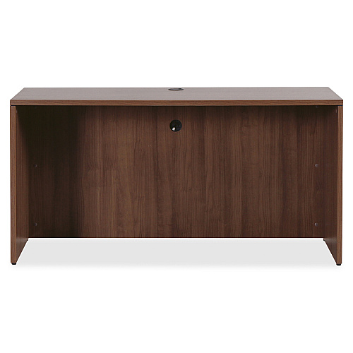 Lorell Essentials Series Credenza Shell 29.5" Height x 59" Width x 23.6" Depth Credenza, x 1" Thickness Top, x 3.8" Thickness Drawer Pull - Finish: Walnut - Laminate Table Top - Durable, Grommet, Cord Management, Adjustable Feet - For Office (LLR69971)