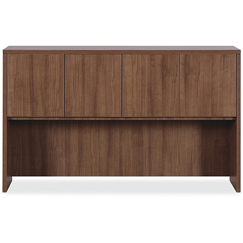 Lorell Essentials Series Stack-on Hutch with Doors 36" Height x 70.9" Width x 14.8" Depth Hutch - 4 Door(s) - Material: Wood - Finish: Laminate, Walnut - Grommet, Cord Management, Durable (LLR69976)