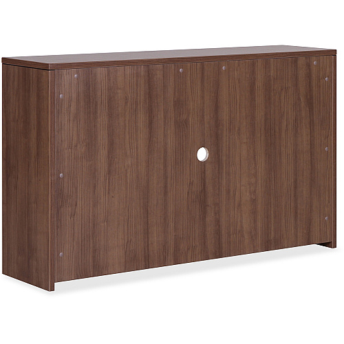 Lorell Essentials Series Stack-on Hutch with Doors 36" Height x 70.9" Width x 14.8" Depth Hutch - 4 Door(s) - Material: Wood - Finish: Laminate, Walnut - Grommet, Cord Management, Durable (LLR69976)