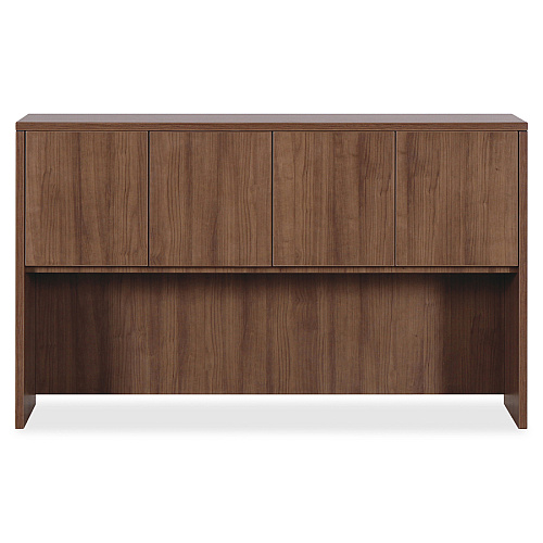 Lorell Essentials Series Stack-on Hutch with Doors 36" Height x 59" Width x 14.8" Depth Hutch - 3 Door(s) - Material: Wood - Finish: Laminate, Walnut - Grommet, Cord Management, Durable (LLR69978)