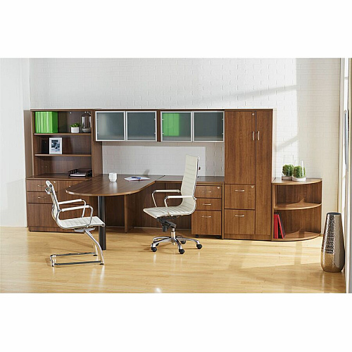 Lorell Essentials Series Return Shell 29.5" Height x 47.3" Width x 23.6" Depth Return, x 1" Thickness Top - Finish: Laminate, Walnut - Grommet, Cord Management, Durable, Adjustable Feet, Modesty Panel (LLR69979)