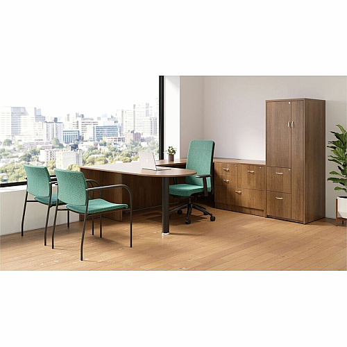 Lorell Essentials Series Bridge 29.5" Height x 47.3" Width x 23.6" Depth Bridge, x 1" Thickness Top - Finish: Walnut - Laminate Table Top - Durable, Grommet, Back Panel, Cord Management, Modesty Panel - For Office (LLR69981)