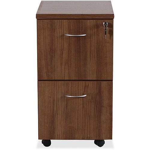 Lorell Essentials Series File/File Mobile File Cabinet 28.4" Height x 15.8" Width x 22" Depth Pedestal, x 1.5" Diameter Caster - 2 x File Drawer(s) - Finish: Laminate, Walnut - Mobility, Built-in Hangrail, Locking Pedestal, Dual Wheel Caster -  (LLR69984)