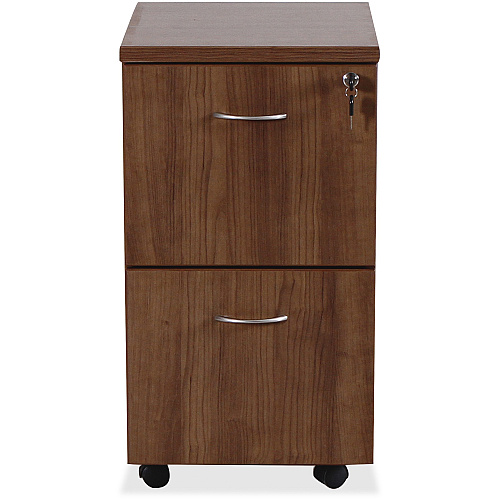 Lorell Essentials Series File/File Mobile File Cabinet 28.4" Height x 15.8" Width x 22" Depth Pedestal, x 1.5" Diameter Caster - 2 x File Drawer(s) - Finish: Laminate, Walnut - Mobility, Built-in Hangrail, Locking Pedestal, Dual Wheel Caster -  (LLR69984)