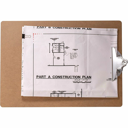 Officemate Wood Clipboard, Way Bill Size Spring Clip - Hardwood - Brown - 1 Each (83104)