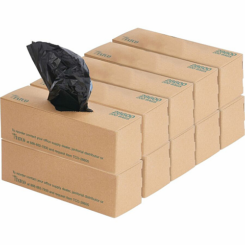 Tatco Dog Waste Station Refill Bags Black - Waste Disposal, Office, Park, Home - 200/Box - 10 / Carton (28600)