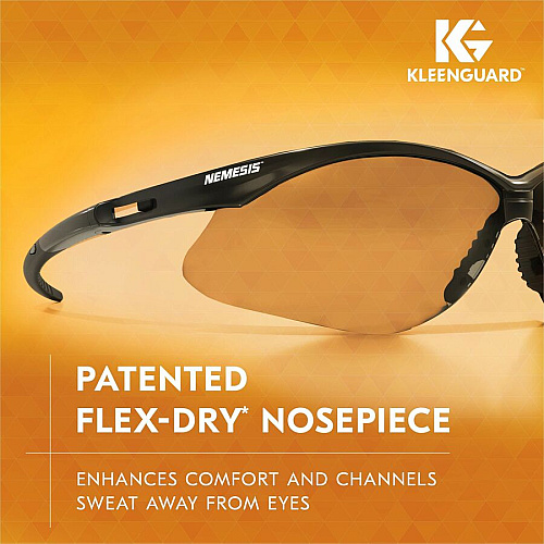 Kleenguard V30 Nemesis Safety Eyewear Ultraviolet Protection - Clear Lens - Black Frame - Flexible, Lightweight, Comfortable, Scratch Resistant - 12/Box - 12 / Carton (25676CT)