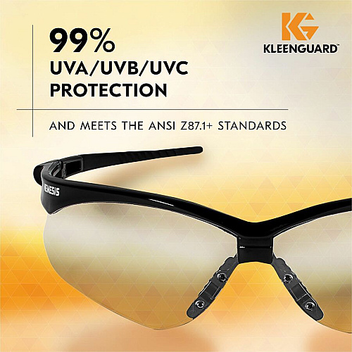 Kleenguard V30 Nemesis Safety Eyewear Ultraviolet Protection - Clear Lens - Black Frame - Flexible, Lightweight, Comfortable, Scratch Resistant - 12/Box - 12 / Carton (25676CT)