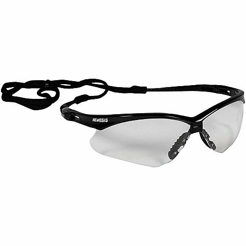 Kleenguard V30 Nemesis Safety Eyewear Ultraviolet Protection - Clear Lens - Black Frame - Flexible, Lightweight, Comfortable, Scratch Resistant - 12/Box - 12 / Carton (25676CT)