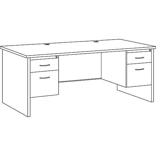 Lorell Fortress Modular Series Double-Pedestal Desk 72" Width x 36" Depth, x 1.1" Thickness Top - 2 x Box, File Drawer(s) - Double Pedestal - Material: Steel - Finish: Mahogany Laminate, Charcoal - Scratch Resistant, Stain Resistant, Ball-beari (LLR79140)