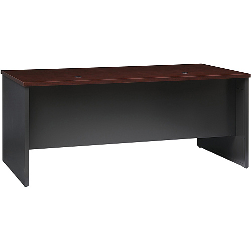 Lorell Fortress Modular Series Double-Pedestal Desk 72" Width x 36" Depth, x 1.1" Thickness Top - 2 x Box, File Drawer(s) - Double Pedestal - Material: Steel - Finish: Mahogany Laminate, Charcoal - Scratch Resistant, Stain Resistant, Ball-beari (LLR79140)