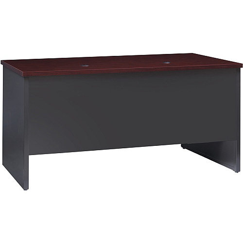 Lorell Fortress Modular Series Double-Pedestal Desk 60" Width x 30" Depth, x 1.1" Thickness Top - 2 x Box, File Drawer(s) - Double Pedestal - Material: Steel - Finish: Mahogany Laminate, Charcoal - Scratch Resistant, Stain Resistant, Ball-beari (LLR79142)