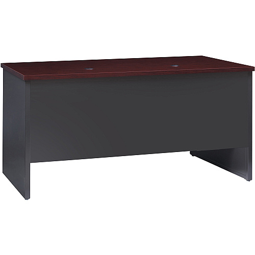 Lorell Fortress Modular Series Double-Pedestal Desk 60" Width x 30" Depth, x 1.1" Thickness Top - 2 x Box, File Drawer(s) - Double Pedestal - Material: Steel - Finish: Mahogany Laminate, Charcoal - Scratch Resistant, Stain Resistant, Ball-beari (LLR79142)