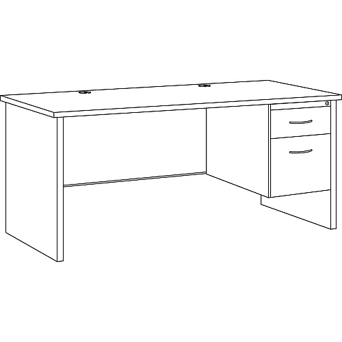 Lorell Fortress Modular Series Right-Pedestal Desk 66" Width x 30" Depth, x 1.1" Thickness Top - 2 x Box, File Drawer(s) - Single Pedestal on Right Side - Material: Steel - Finish: Walnut Laminate, Black - Scratch Resistant, Stain Resistant, Ba (LLR79145)