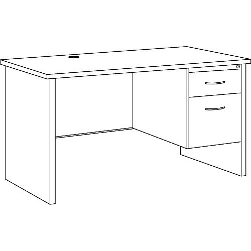 Lorell Fortress Modular Series Right-Pedestal Desk 48" Width x 30" Depth, x 1.1" Thickness Top - 2 x Box, File Drawer(s) - Single Pedestal on Right Side - Material: Steel - Finish: Walnut Laminate, Black - Scratch Resistant, Stain Resistant, Ba (LLR79147)