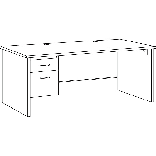 Lorell Fortress Modular Series Desk 72" x 36" , 1.1" Top - 2 x Box, File Drawer(s) - Single Pedestal on Left Side - Material: Steel - Finish: Walnut Laminate, Black - Scratch Resistant, Stain Resistant, Ball-bearing Suspension, Grommet, Handle, (LLR79149)