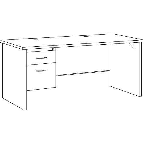 Lorell Fortress Modular Series Left-Pedestal Desk 66" Width x 30" Depth, x 1.1" Thickness Top - 2 x Box, File Drawer(s) - Single Pedestal on Left Side - Material: Steel - Finish: Mahogany Laminate, Charcoal - Scratch Resistant, Stain Resistant, (LLR79152)
