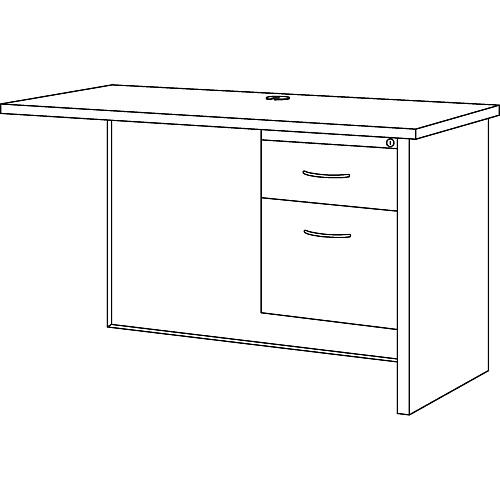 Lorell Fortress Modular Series Right Return 48" Width x 24" Depth, x 1.1" Thickness Top - 2 x Box, File Drawer(s) - Single Pedestal on Right Side - Material: Steel - Finish: Mahogany Laminate, Charcoal - Scratch Resistant, Stain Resistant, Ball (LLR79154)