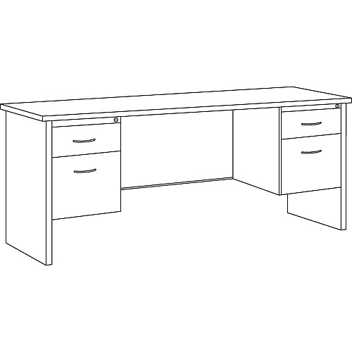 Lorell Fortress Modular Series Double-pedestal Credenza 72" Width x 24" Depth, x 1.1" Thickness Top - 2 x Box, File Drawer(s) - Double Pedestal - Material: Steel - Finish: Mahogany Laminate, Charcoal - Scratch Resistant, Stain Resistant, Ball-b (LLR79158)