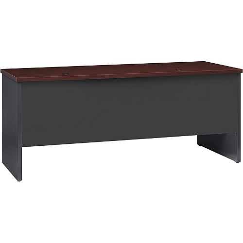 Lorell Fortress Modular Series Double-pedestal Credenza 72" Width x 24" Depth, x 1.1" Thickness Top - 2 x Box, File Drawer(s) - Double Pedestal - Material: Steel - Finish: Mahogany Laminate, Charcoal - Scratch Resistant, Stain Resistant, Ball-b (LLR79158)