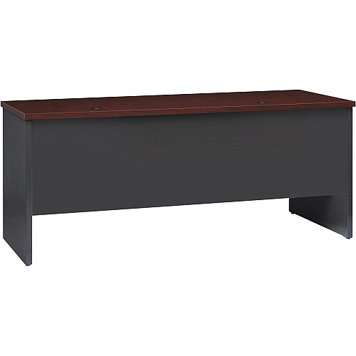 Lorell Fortress Modular Series Double-pedestal Credenza 72" Width x 24" Depth, x 1.1" Thickness Top - 2 x Box, File Drawer(s) - Double Pedestal - Material: Steel - Finish: Mahogany Laminate, Charcoal - Scratch Resistant, Stain Resistant, Ball-b (LLR79158)