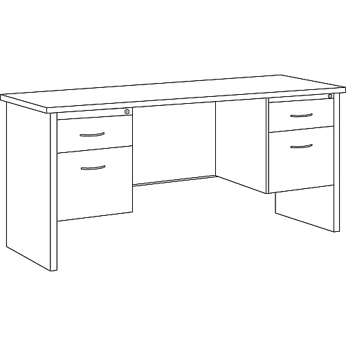 Lorell Fortress Modular Series Double-pedestal Credenza 60" Width x 24" Depth, x 1.1" Thickness Top - 2 x Box, File Drawer(s) - Double Pedestal - Material: Steel - Finish: Mahogany Laminate, Charcoal - Scratch Resistant, Stain Resistant, Ball-b (LLR79160)