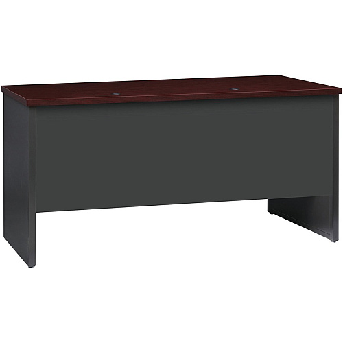 Lorell Fortress Modular Series Double-pedestal Credenza 60" Width x 24" Depth, x 1.1" Thickness Top - 2 x Box, File Drawer(s) - Double Pedestal - Material: Steel - Finish: Mahogany Laminate, Charcoal - Scratch Resistant, Stain Resistant, Ball-b (LLR79160)