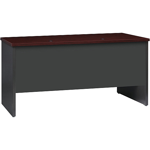 Lorell Fortress Modular Series Double-pedestal Credenza 60" Width x 24" Depth, x 1.1" Thickness Top - 2 x Box, File Drawer(s) - Double Pedestal - Material: Steel - Finish: Mahogany Laminate, Charcoal - Scratch Resistant, Stain Resistant, Ball-b (LLR79160)