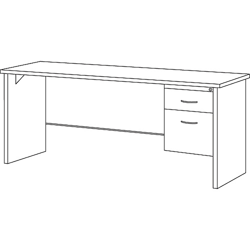Lorell Fortress Modular Series Right-pedestal Credenza 72" x 24" , 1.1" Top - 2 x Box, File Drawer(s) - Single Pedestal on Right Side - Material: Steel - Finish: Walnut Laminate, Black - Scratch Resistant, Stain Resistant, Ball-bearing Suspensi (LLR79161)