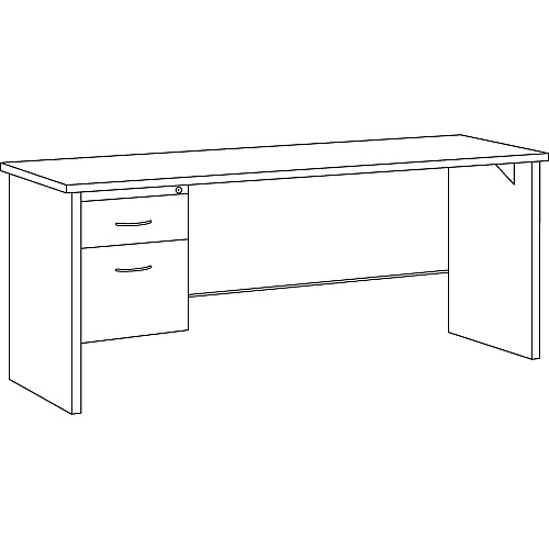 Lorell Fortress Modular Series Left-pedestal Credenza 72" Width x 24" Depth, x 1.1" Thickness Top - 2 x Box, File Drawer(s) - Single Pedestal on Left Side - Material: Steel - Finish: Mahogany Laminate, Charcoal - Scratch Resistant, Stain Resist (LLR79164)