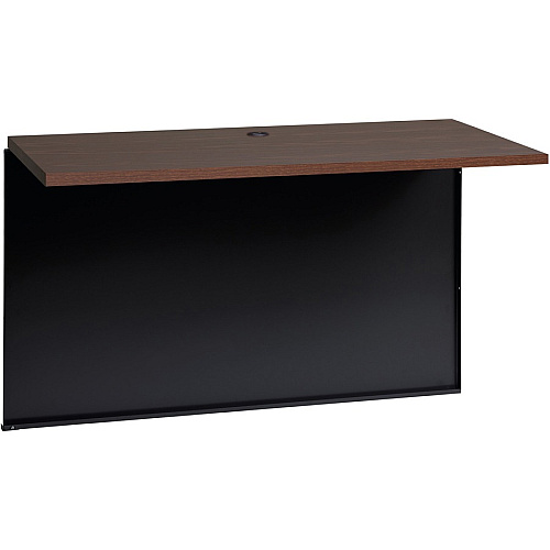 Lorell Fortress Modular Series Bridge 48" Width x 24" Depth, x 1.1" Thickness Top - Material: Steel - Finish: Walnut Laminate, Black - Scratch Resistant, Stain Resistant, Ball-bearing Suspension, Grommet, Handle, Cord Management (LLR79165)