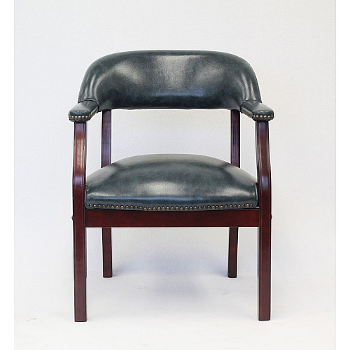 Boss Captain's Chair In Blue Vinyl Blue Seat Color - Vinyl Seat Material - Blue Back Color - Vinyl Back Material - Mahogany Frame Color - Hardwood Frame Material - Four-legged Base - 1 Each (B9540BE)