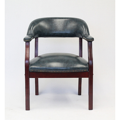 Boss Captain's Chair In Blue Vinyl Blue Seat Color - Vinyl Seat Material - Blue Back Color - Vinyl Back Material - Mahogany Frame Color - Hardwood Frame Material - Four-legged Base - 1 Each (B9540BE)