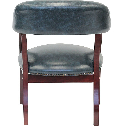 Boss Captain's Chair In Blue Vinyl Blue Seat Color - Vinyl Seat Material - Blue Back Color - Vinyl Back Material - Mahogany Frame Color - Hardwood Frame Material - Four-legged Base - 1 Each (B9540BE)