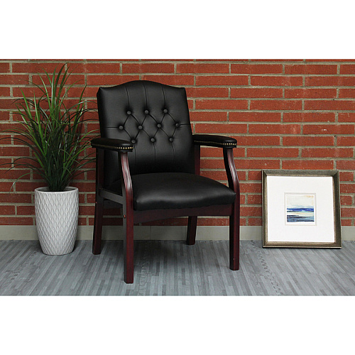 Boss Traditional Guest Chair Black Seat Color - Vinyl Seat Material - Black Back Color - Vinyl Back Material - 1 Each (B959BK)