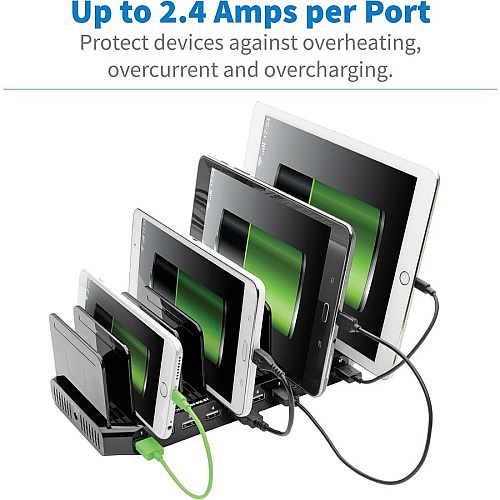 Tripp Lite by Eaton 10-Port USB Charging Station with Adjustable Storage, 12V 8A (96W) USB Charger Output 12 V DC Input - 5 V DC Output - 2.40 A - 1 Each (U280010ST)