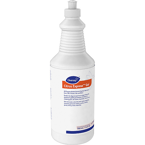 Diversey Citrus Express Gel Solvent Spotter For Carpet - 32 fl oz (1 quart) - Citrus Scent - Recommended For: Spot Remover, Gum Remover, Adhesive Remover, Tar Remover, Oil Remover, Grease Remover, Ink Remover - Pleasant Scent - White - 1 Each (95002523)