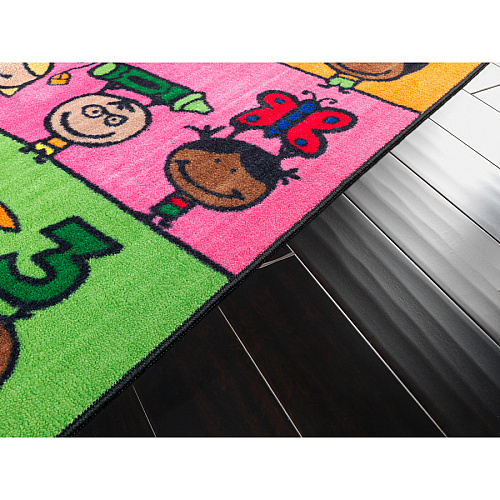 Flagship Carpets Easy Care Fun At School Rug Floor Rug - 60" Length x 36" Width - Multicolor - Nylon - 1 Each (CE19016W)