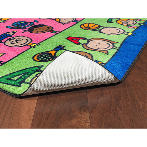 Flagship Carpets Easy Care Fun At School Rug Floor Rug - 60" Length x 36" Width - Multicolor - Nylon - 1 Each (CE19016W)
